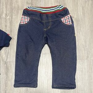 Kids Denim Pants with Checkered Pockets 24M